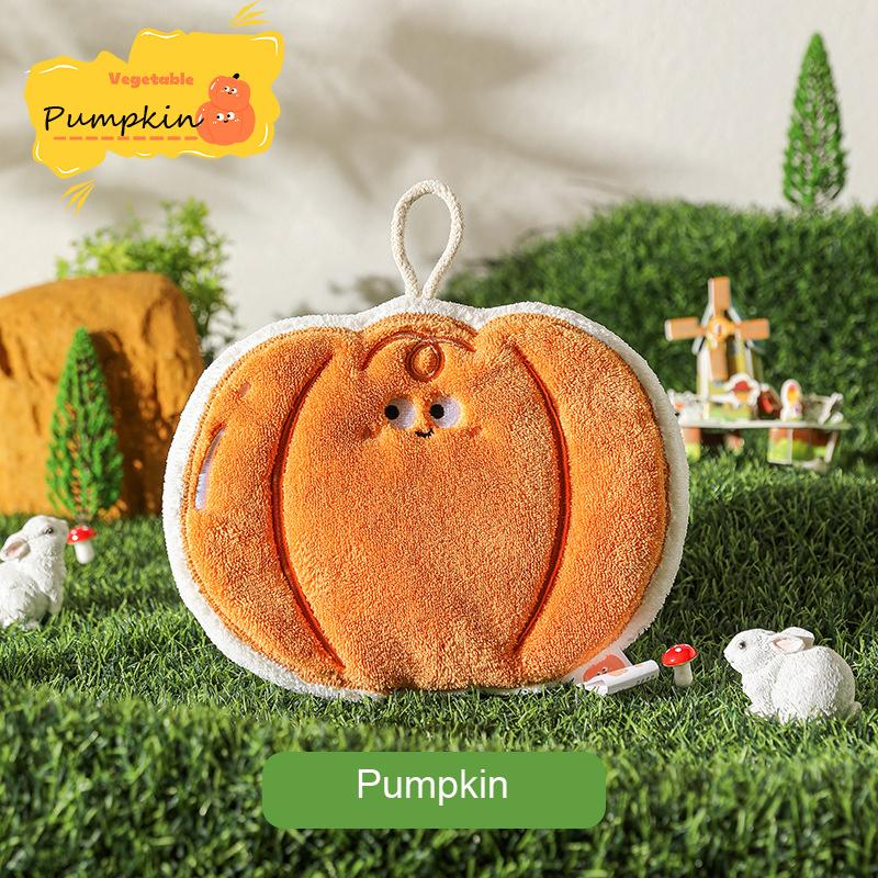 

Полотенце для рук из кораллового флиса в форме тыквы, трехслойное толстое суперабсорбирующее быстросохнущее полотенце для кухни, ванной комнаты, носового платка