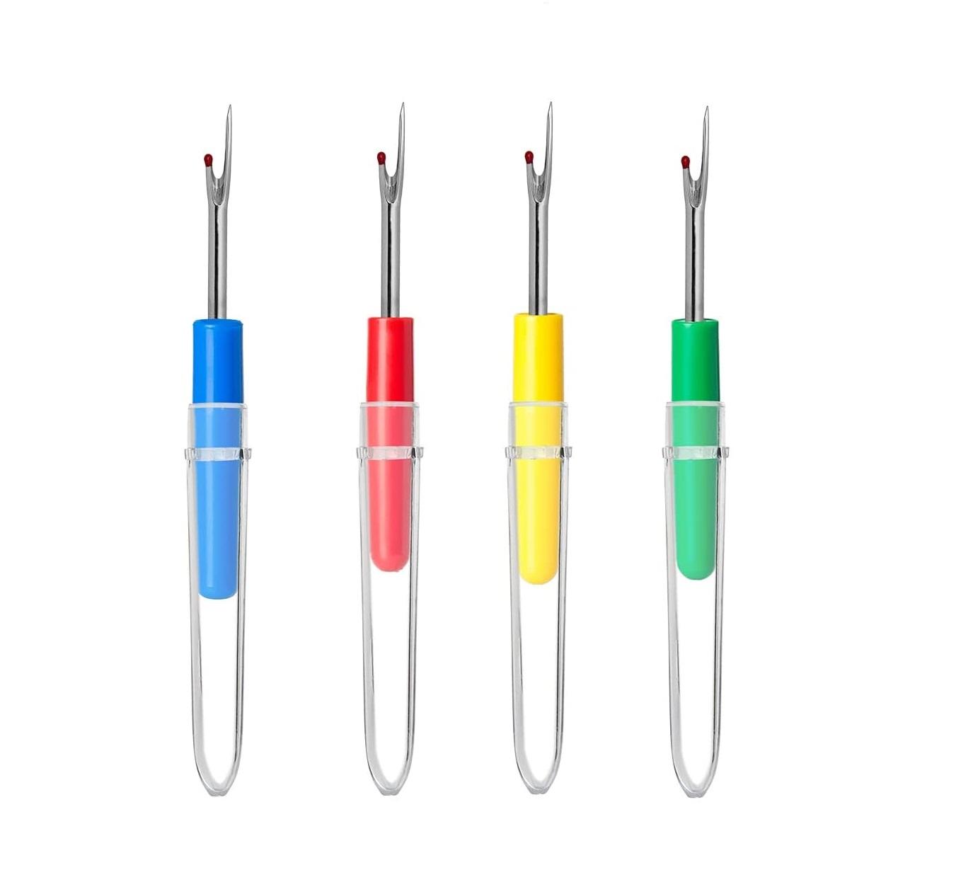 5Pcs Plastic Handle Craft Thread Cutter Seam Ripper Stitch Unpicker Sewing Tool Cloth Diy Cross Stitch Seam Color Random 5pcs