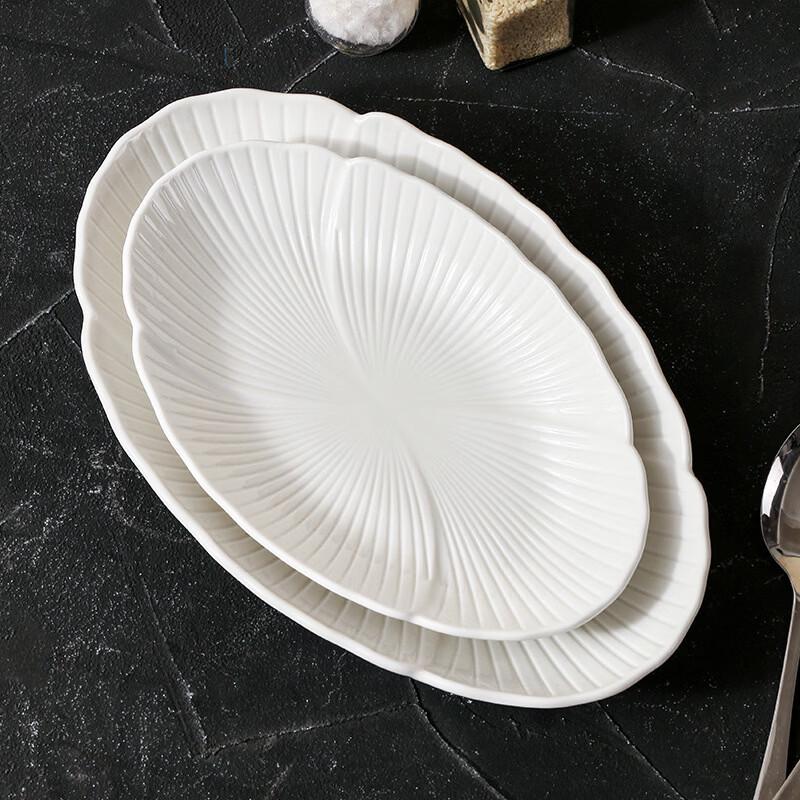 14-inch Ginkgo Flower Dan Ceramic Fish Plate Set