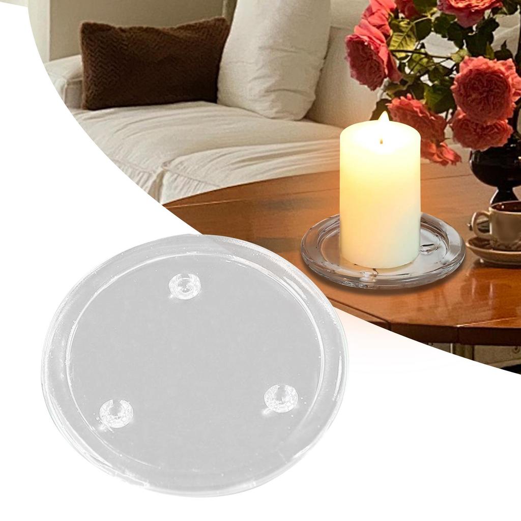 Round Clear Glass Candle Plate Versatile Candle Tray Fruit Dish for Dining Table Centerpiece Fine Workmanship Accessories