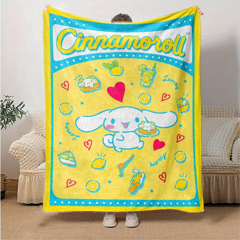 

1pc Cinnamoroll s Sweet Lemon Honey Adventure Cartoon Blanket, Seasonal Home Decor Gift, Living Room, Travel, Camping, Car Blankets, Beach, Office Nap 130x150cm