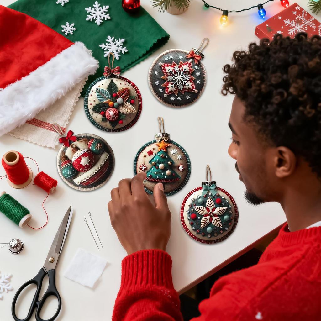Felt Christmas Ornament Kits Craft Project Sewing Reusable Christmas Felt Kits For Adults For Embroidery Decorating Holiday