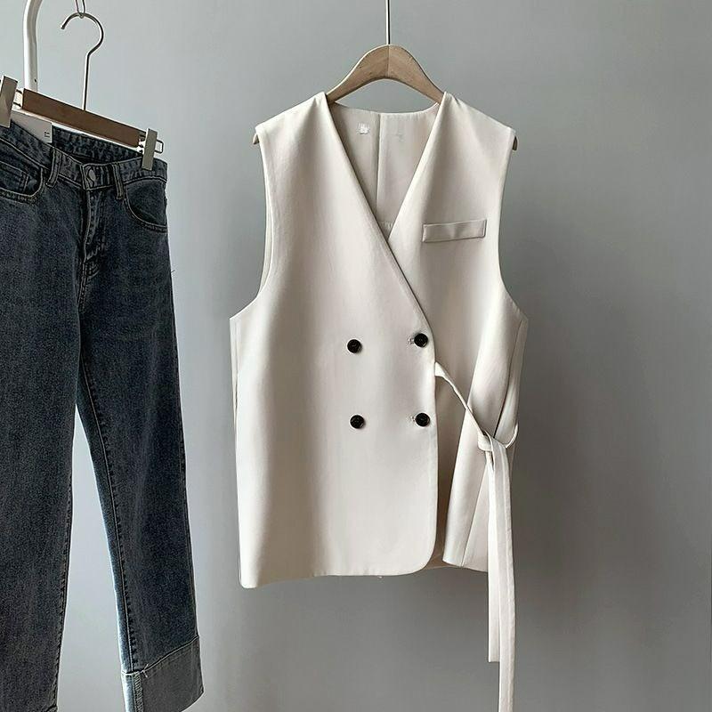 Suit Vest Women's Outer Wear Spring and Autumn British Style Loose Large Size Outer Wear Waistcoat Vest Jacket