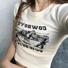 European and American Women's Clothing Ins Style Summer New Women's Clothing Round Neck Short Tight Letter Printed T-shirt