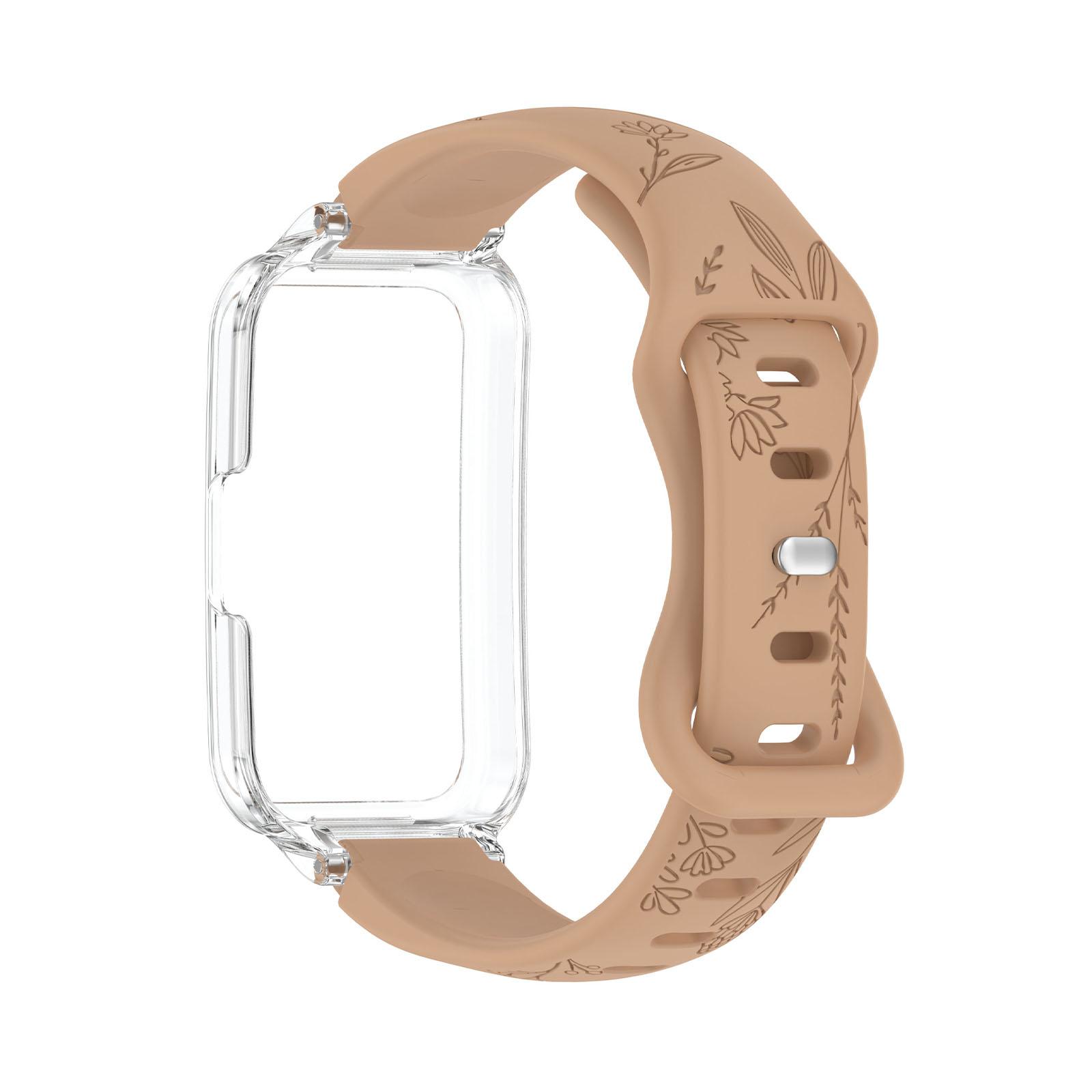 

Набор: 2 ремешка + чехол для Huawei Band 10/8/9 (12мм), Выгравированный узор подсолнуха, Дышащий удобный разноцветный унисекс комплект FOR HUAWEI BAND 10 коричневый