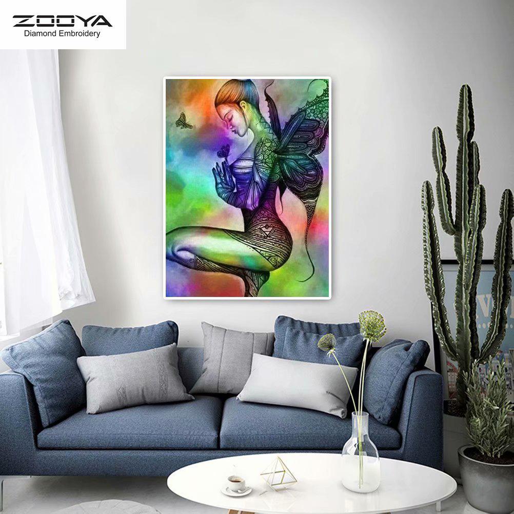 

ЗООЯ DIY 5D Полный Круглый Алмазная Картина Красивая Женщина Вышивка Крестом Ремесло Стежок Домашний Декор