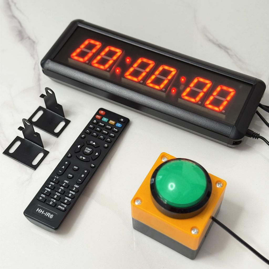 1.5-inch 29cm Button Stopwatch Sports Timer, With Buzzer Led Countdown Clock Button Game School Intelligence Sompetition Timer