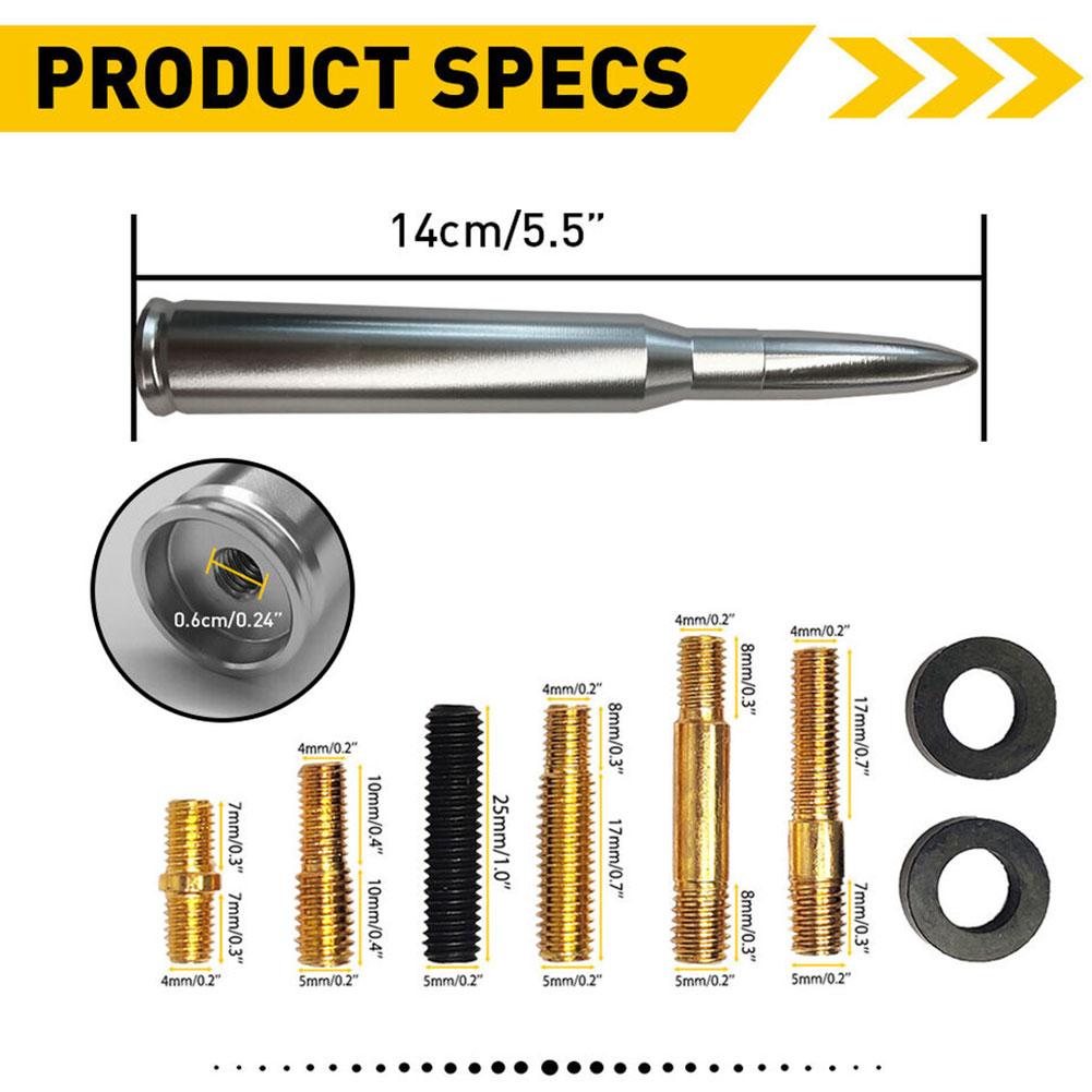 Car Antenna Anti Theft Coil Short Antenna Kit Universal for All Models with Converter Aluminium Alloy