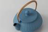 Iwachu Teapot, Type 5, Chrysanthemum Design, Silver/Sky Blue, 0.65L, Enameled Interior, Nanbu Ironware, 44350