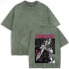 Men Berserk Japanese Anime Graphic T-shirt Vintage Washed Oversized Short Sleeve Top Casual Loose Tees