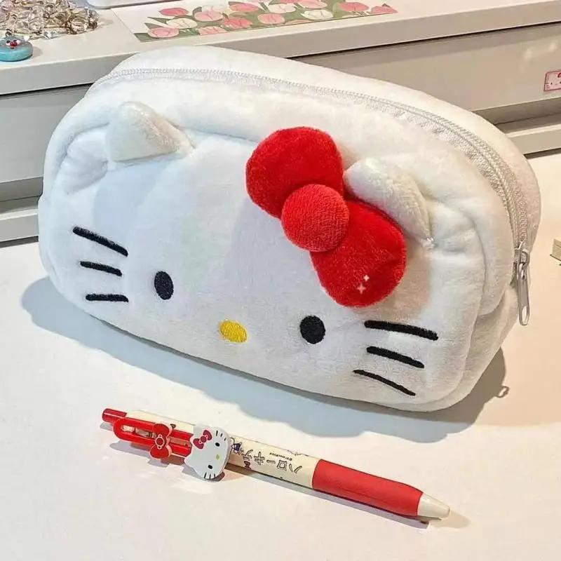 

Милый плюшевый пенал Hello Kitty, студенческая сумка для канцелярских принадлежностей большой вместимости, кавайная милая сумка для хранения косметики для девочек, подарки для вечеринок KTY белый
