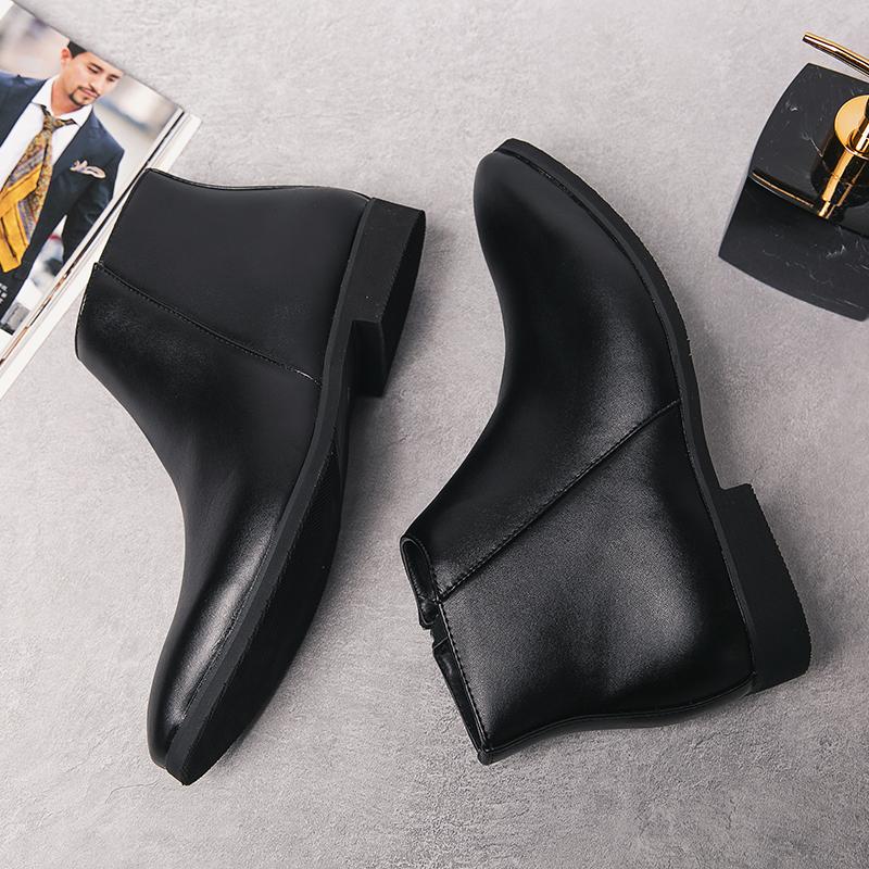 New minimalist riding boots men's boots Korean-style British hairstylist high-top leather shoes pointed ankle boots