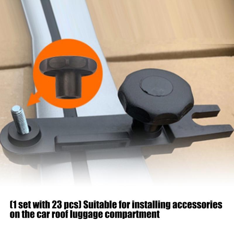 Conjunto de Ferragens de Montagem de Rack de Teto com 23 Peças, com Gaxetas de Borracha e Placas de Suporte para Proteção do Veículo e Design Antivibração