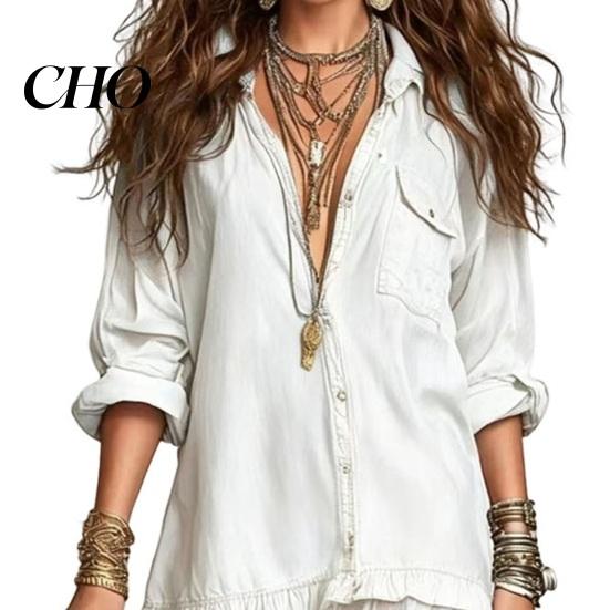 Beach Dress for Women Women's Faux Denim Shirt Dress, Long Sleeve Mesh Patchwork Pleated Detail Maxi Button Down Ruffle Sheer Elegant Summer