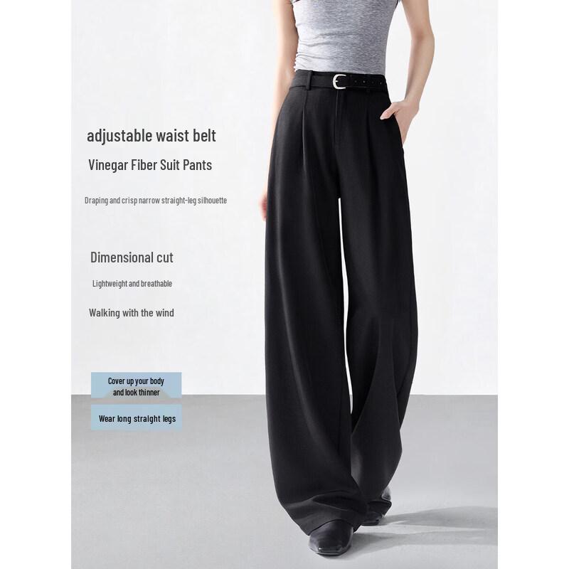 Women s 2026 Spring High-Waist Straight Leg Trousers with Belt XL