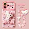 Mobile Phone Case with Lanyard, Suitable for Iphone17 Powder Knot Cat 16promax Silicone 15 Cartoon 14 Apple 13 Women's Cover