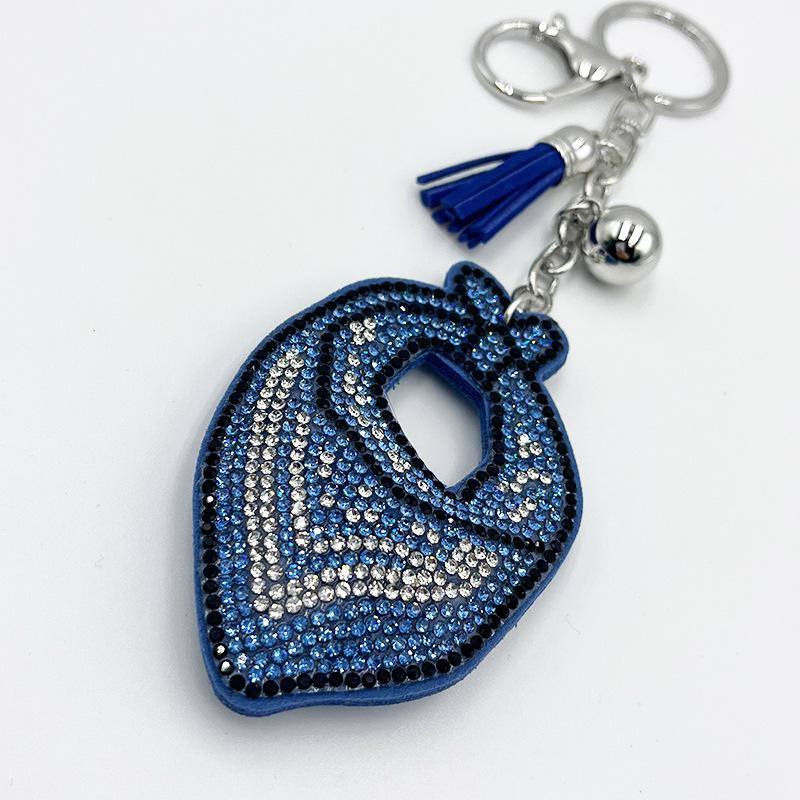Strass Blau Schal Schlüsselanhänger Quaste Anhänger - Modisches Metall Tasche & Auto Zubehör