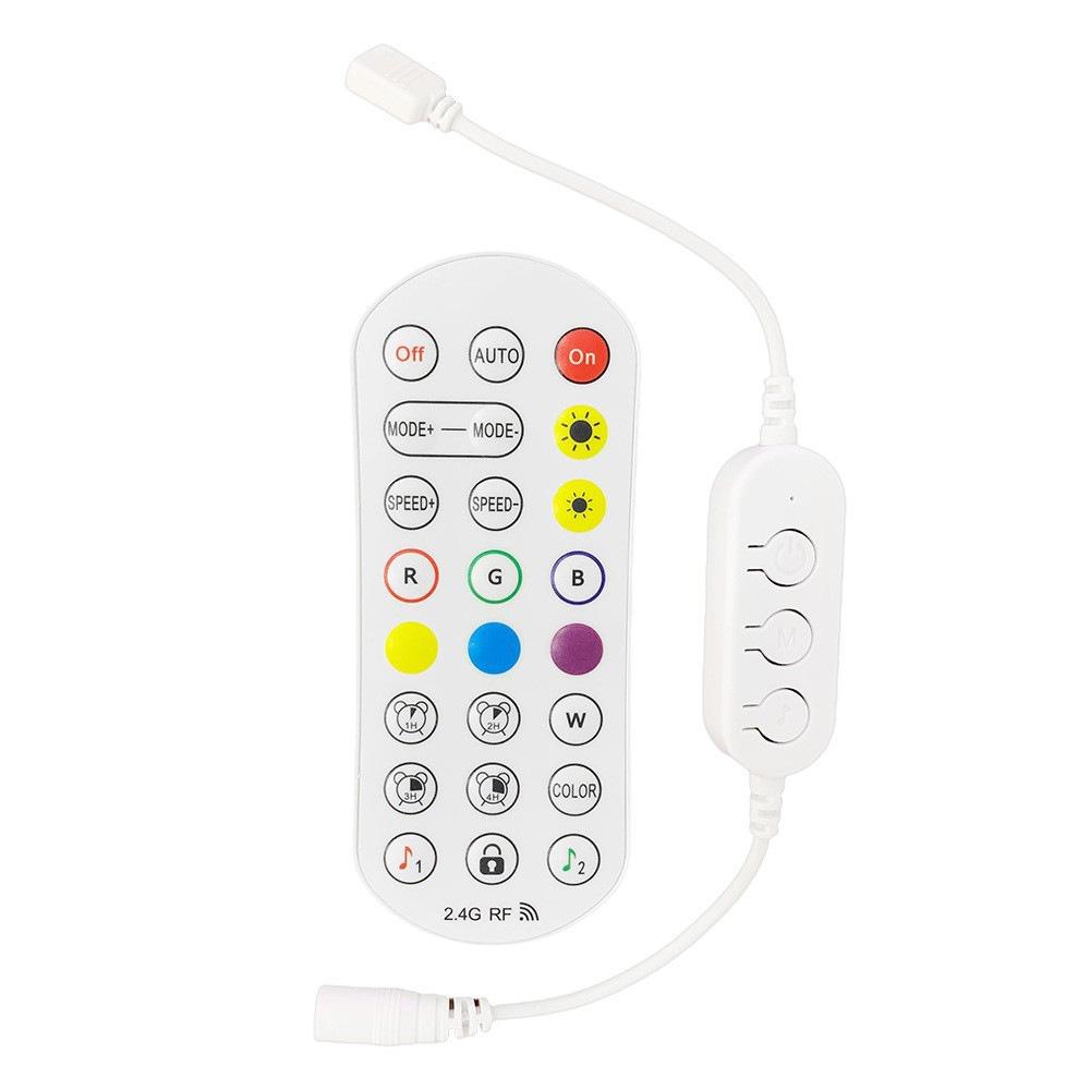 Bluetooth RGB LED Strip Controller, 24-Key Remote, Dream Color, Lotus Lamp, 5V/12V/24V, Seven-Color Dimmer