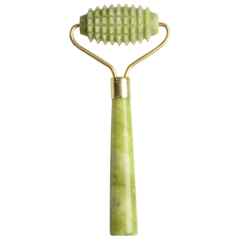 Facial Green Jade Massage Roller Silence Face Roller for Face Neck Massage Double Heads Roller Facial Massage Relax
