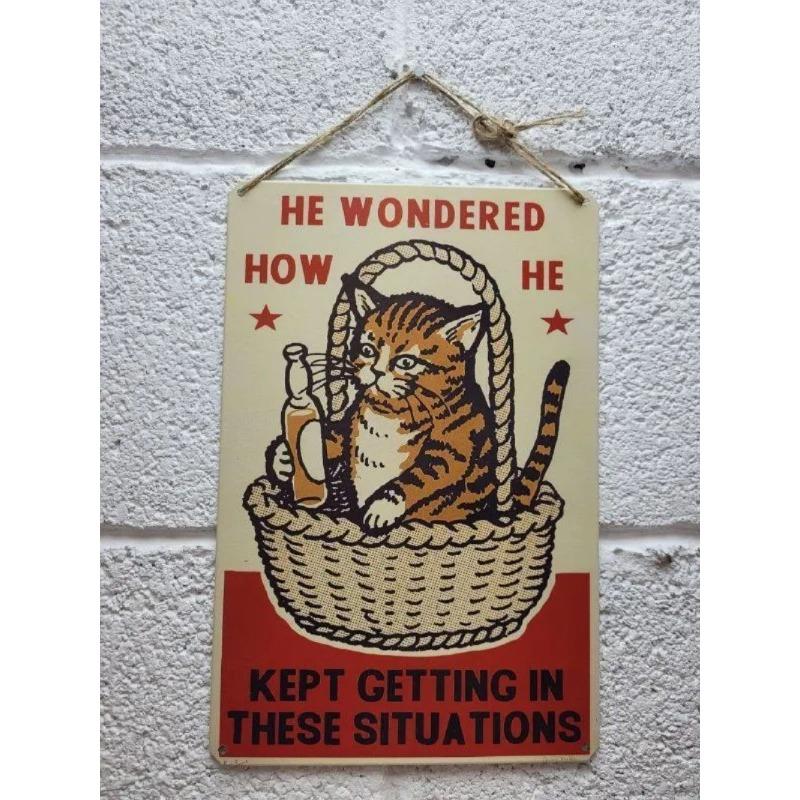 Katzen Metall Wandkunst, Haustierliebhaber Poster Schild