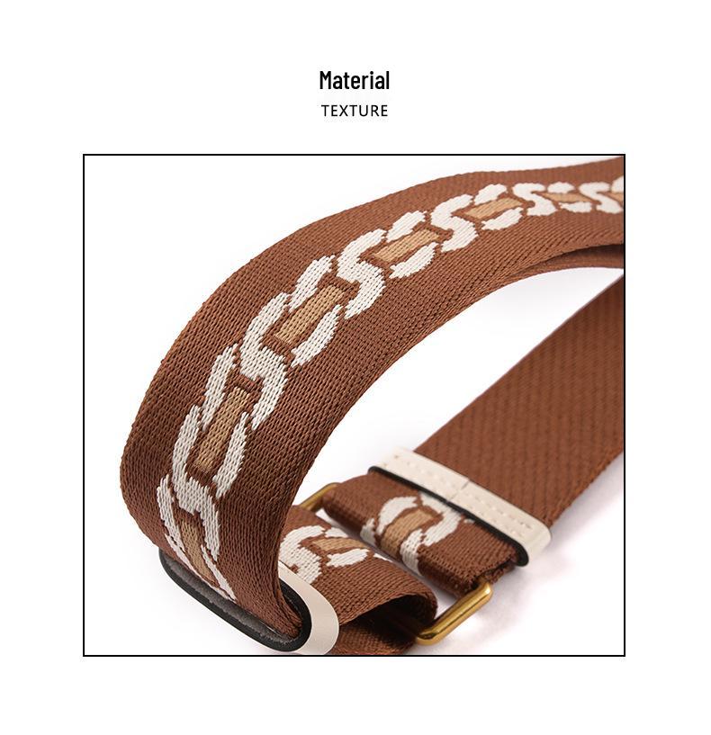 Ma Huang Shi Adjustable 4.5CM Wide Brown Vintage Chain Pattern Bag Strap MHS-F-49
