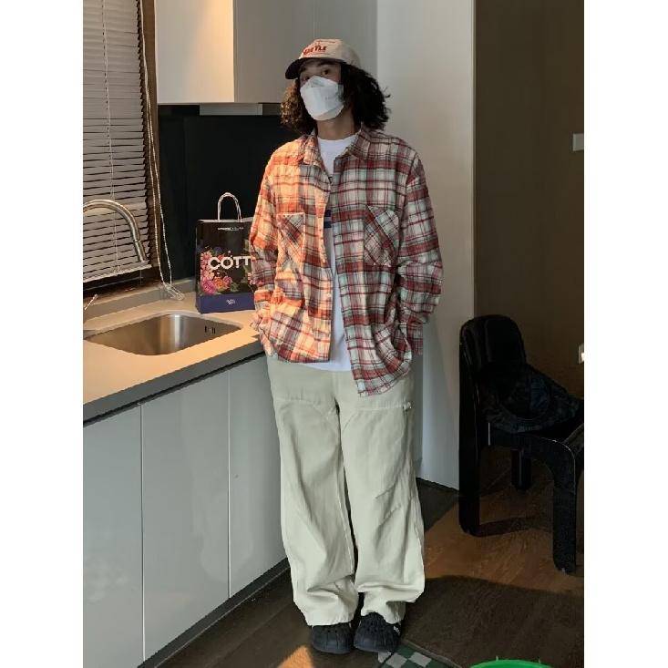 Skjorta Långärmad Pojkar Vår Ny Amerikansk Stil Lös Krage Rutig Skjorta Vintage Trendig Casual Lättmatchad Jacka