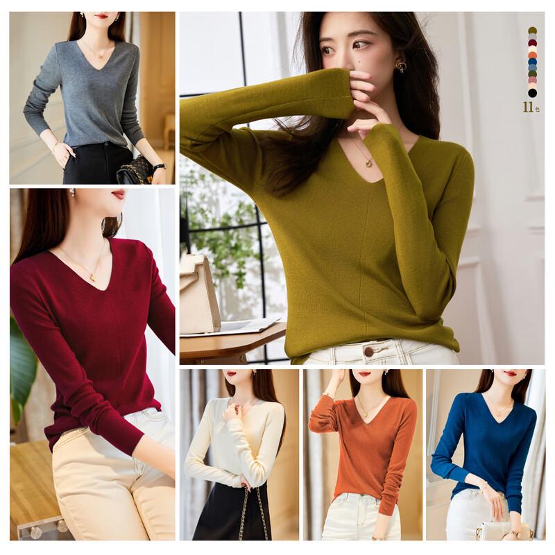 Demana Women's V-Neck Relaxed Fit Knit Sweater