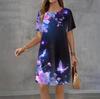 Fashion 3D Print Summer Dress Loose Casual Short Sleeve O-Neck Mini Dress