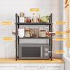 Multi-Purpose Kitchen Storage Rack - Thickened Adjustable Shelf for Microwave, Oven, Countertop Organizer with Tool Hooks