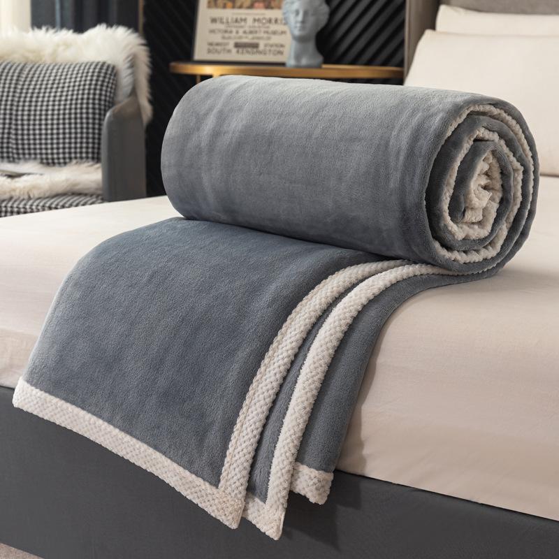 Solid Color Coral Fleece Throw Blanket - Perfect for Office & Air Conditioning Comfort