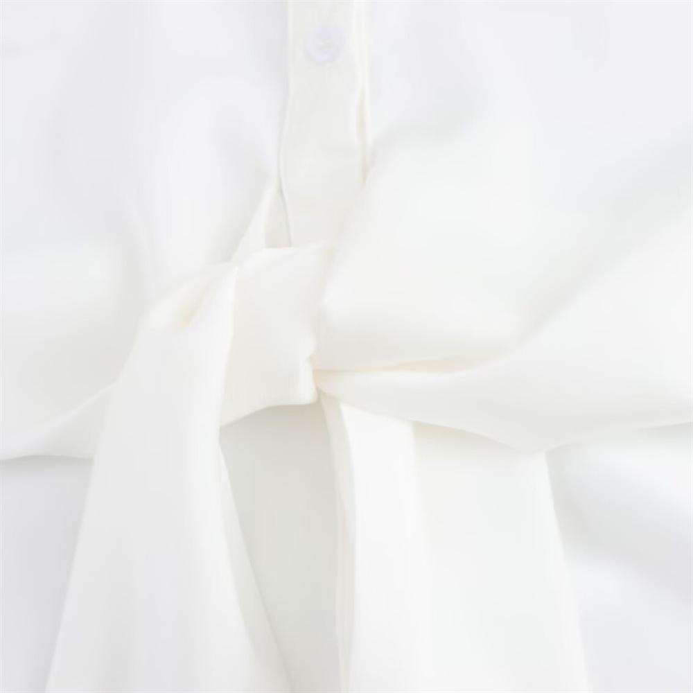 2025 Spring Women's Draped Lapel Shirt with Versatile Knot Decoration