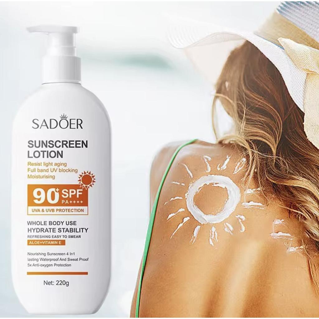 SPF 90+ Sunscreen Lotion 2-Pack, Moisturizing & Antioxidant, Waterproof, Lightweight, for All Skin Types, 2x220g