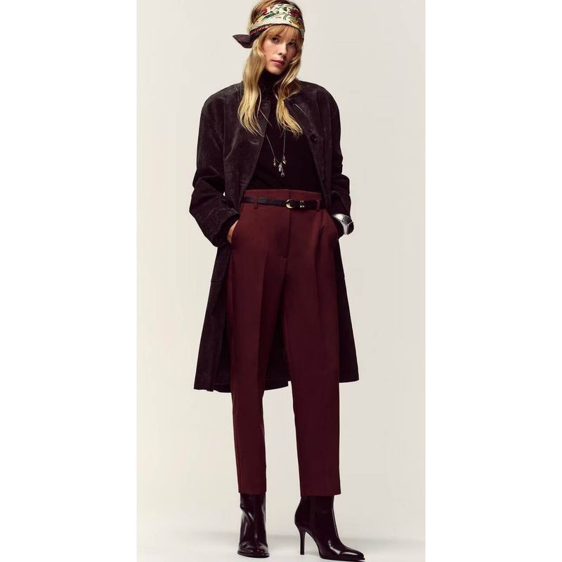 ZA New Arrival Women's ZR Fashion Style Export Fashion Joker Casual High Waist Belt Pants 4387248 681