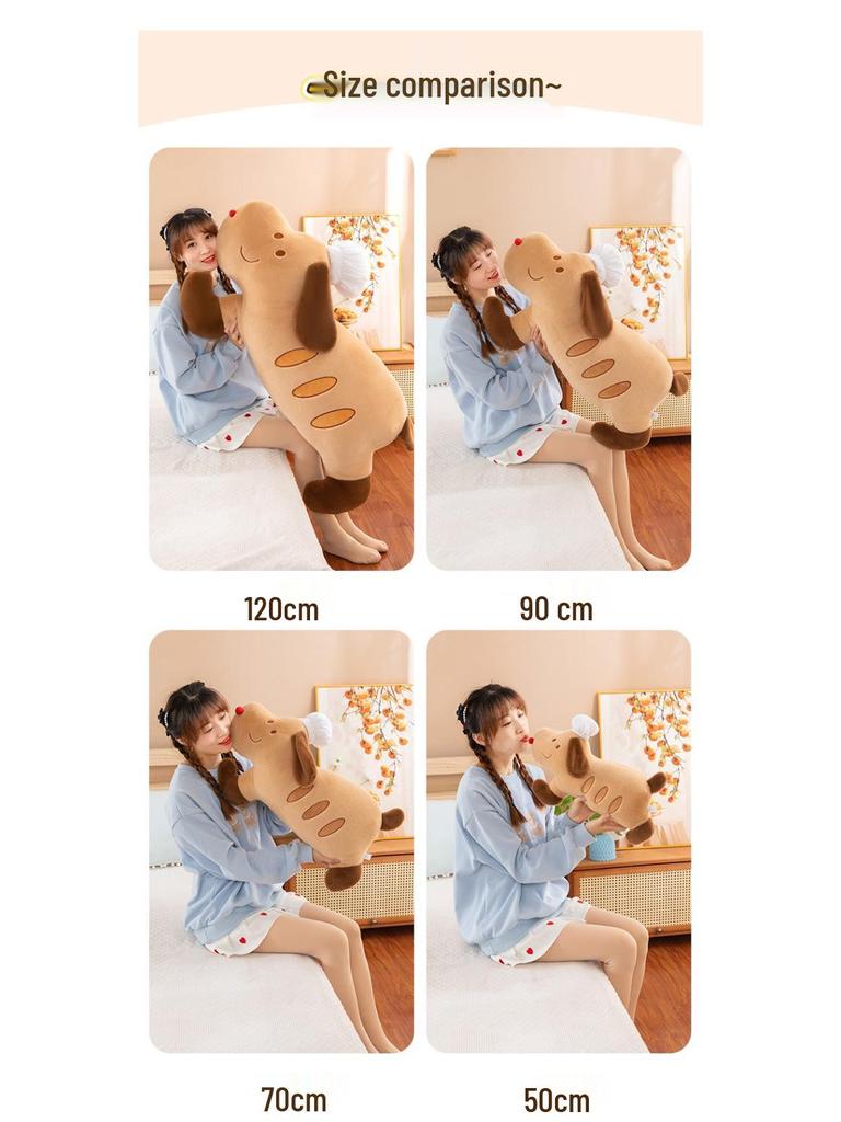 Creative Chef Baguette Dog Plush Pillow - Large Puppy Sleeping & Side Sleeper Pillow