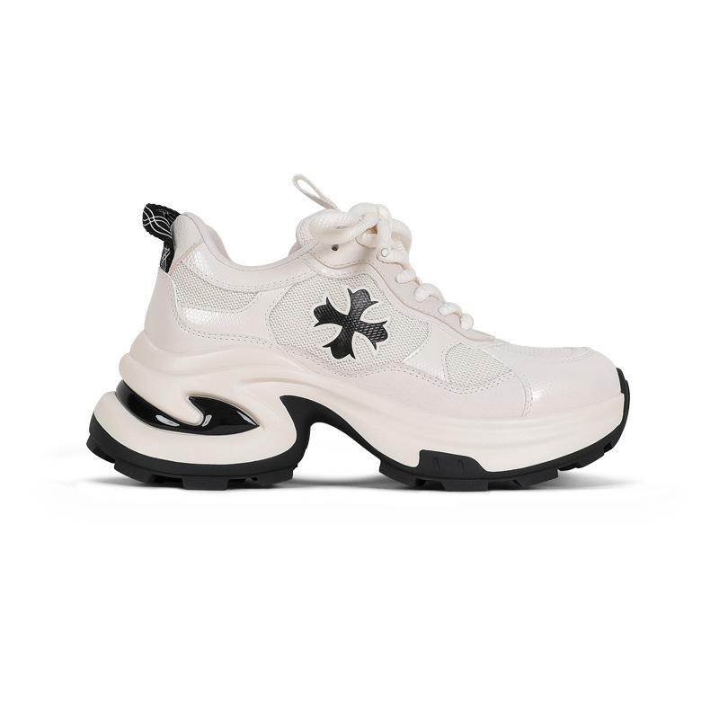 Leather Platform Dad Shoes Women's New Spring Small Man Height Increase Mesh Breathable Sports Casual Women's Shoes