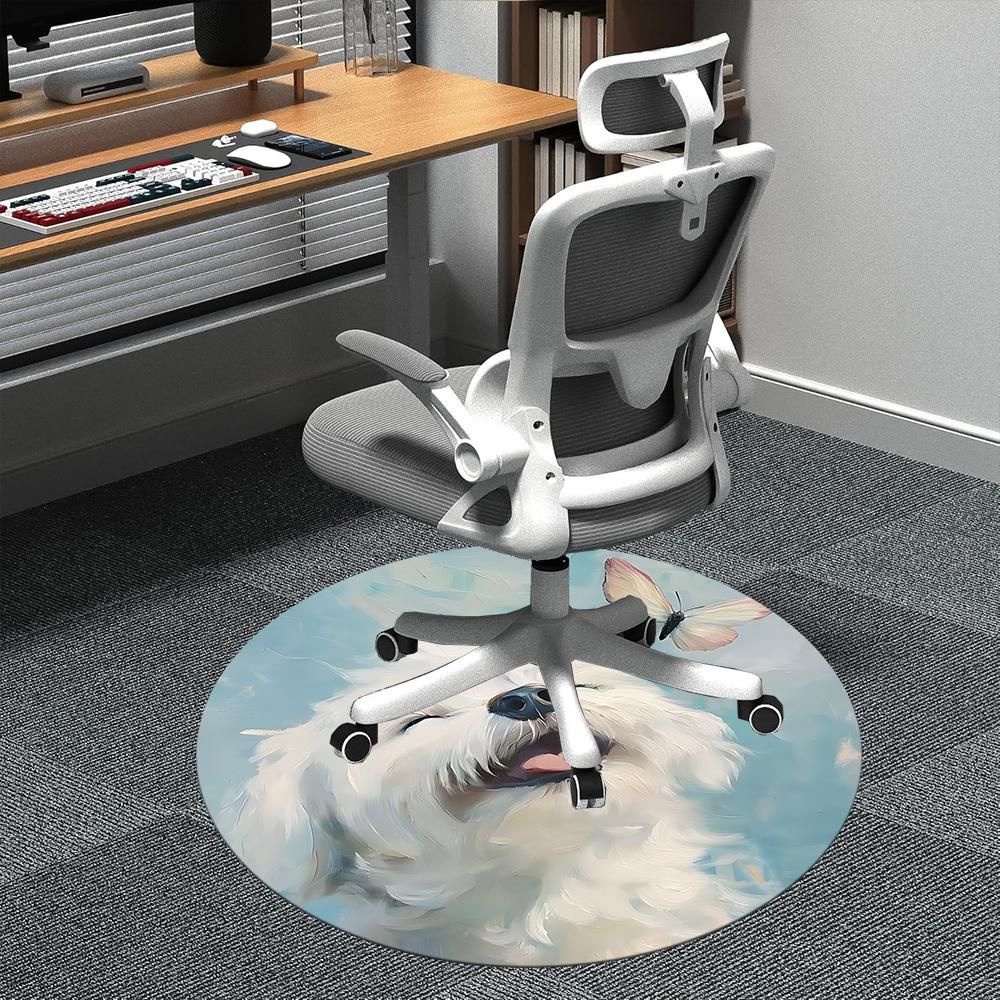 

1PC Puppy Butterfly Office Round Area Rug, Indoor Mat Suitable ForOffice, Under Office Chairs Bedroom Living Room Home Decor, Room Deco f114 80cm by 80cm