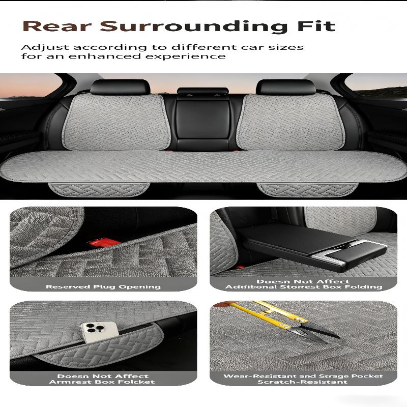 Linen Seat Covers For Car, Non-Slip Soft Breathable Car Seat Protector Universal Fit Most Automotive, Van, Suv, Trucks