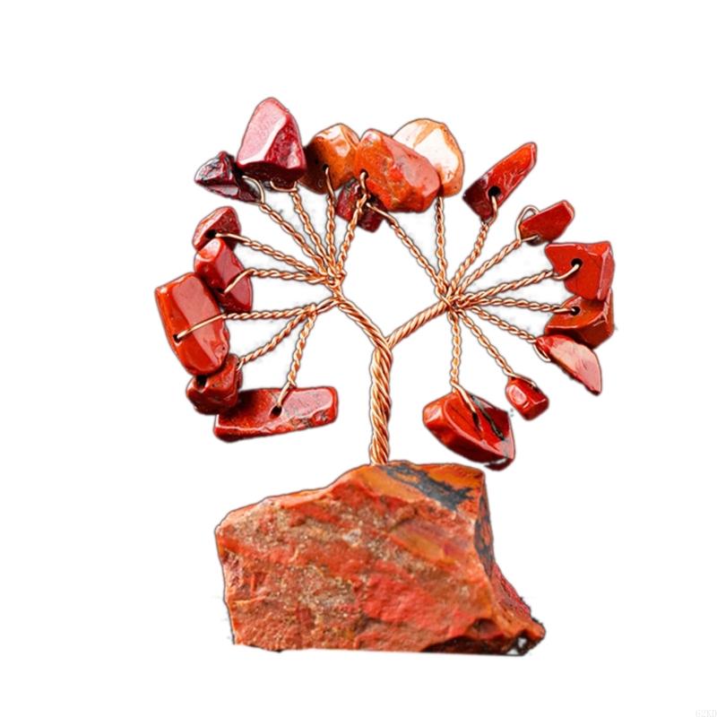62KD Unique Crystal Sculpture Handmade Crystal Money Tree for Good Luck Wealth Health Figurine OnNatural Stone Base