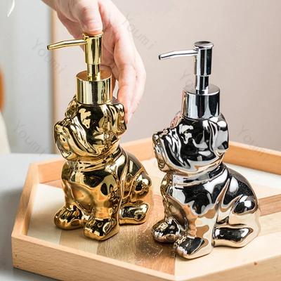 Dog Shaped Ceramic Soap Bottle Nordic Home Decor Hotel Press Type Liquid Soap Shampoo Dispenser Bottles Bathroom Accessories