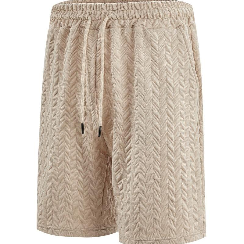 Loosepure Color Jacquard Cloth Tie Men's Casualshorts Beach Shorts