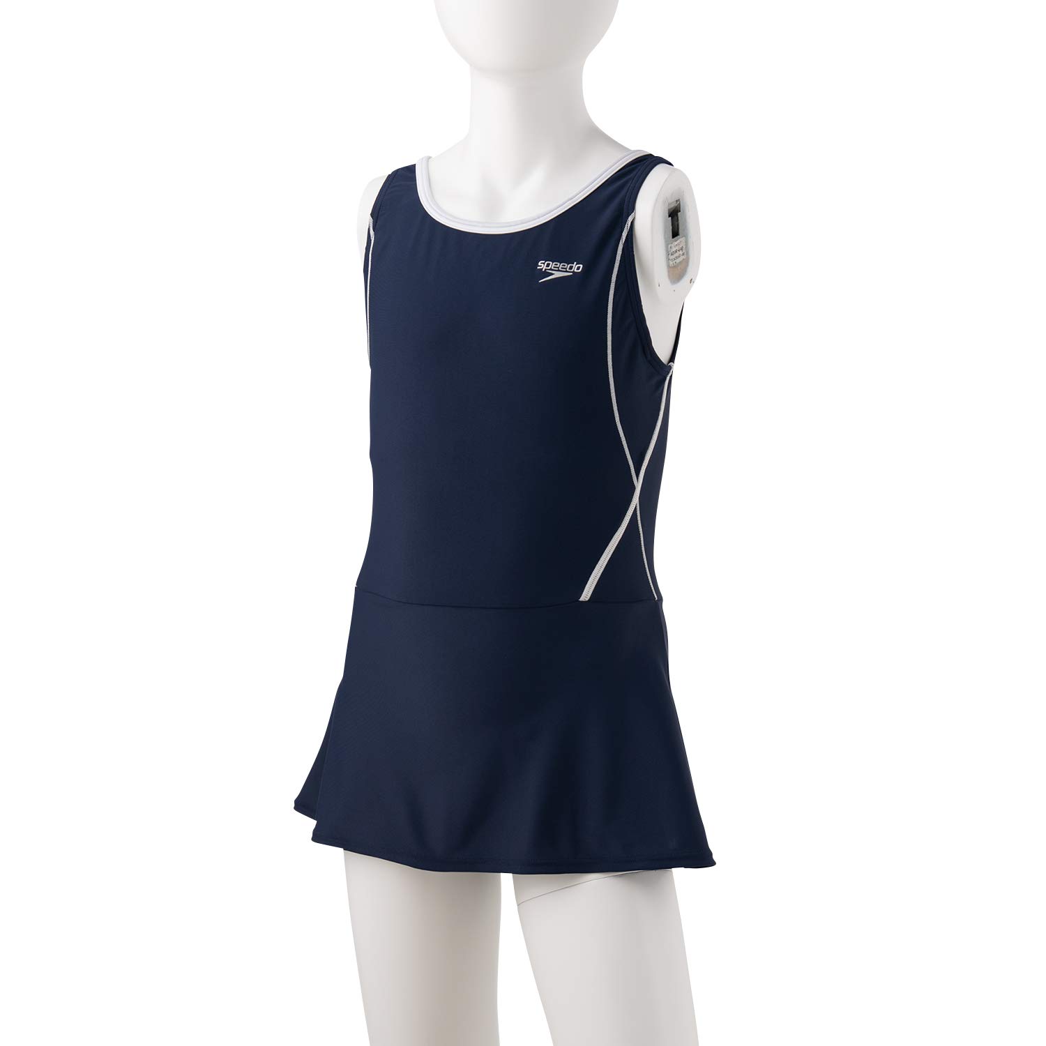 

Speedo Rode Skirt School Swimsuit for Size 140 Suit, Skirt-Type One-Piece Girls, Navy/White, (SFG02016)