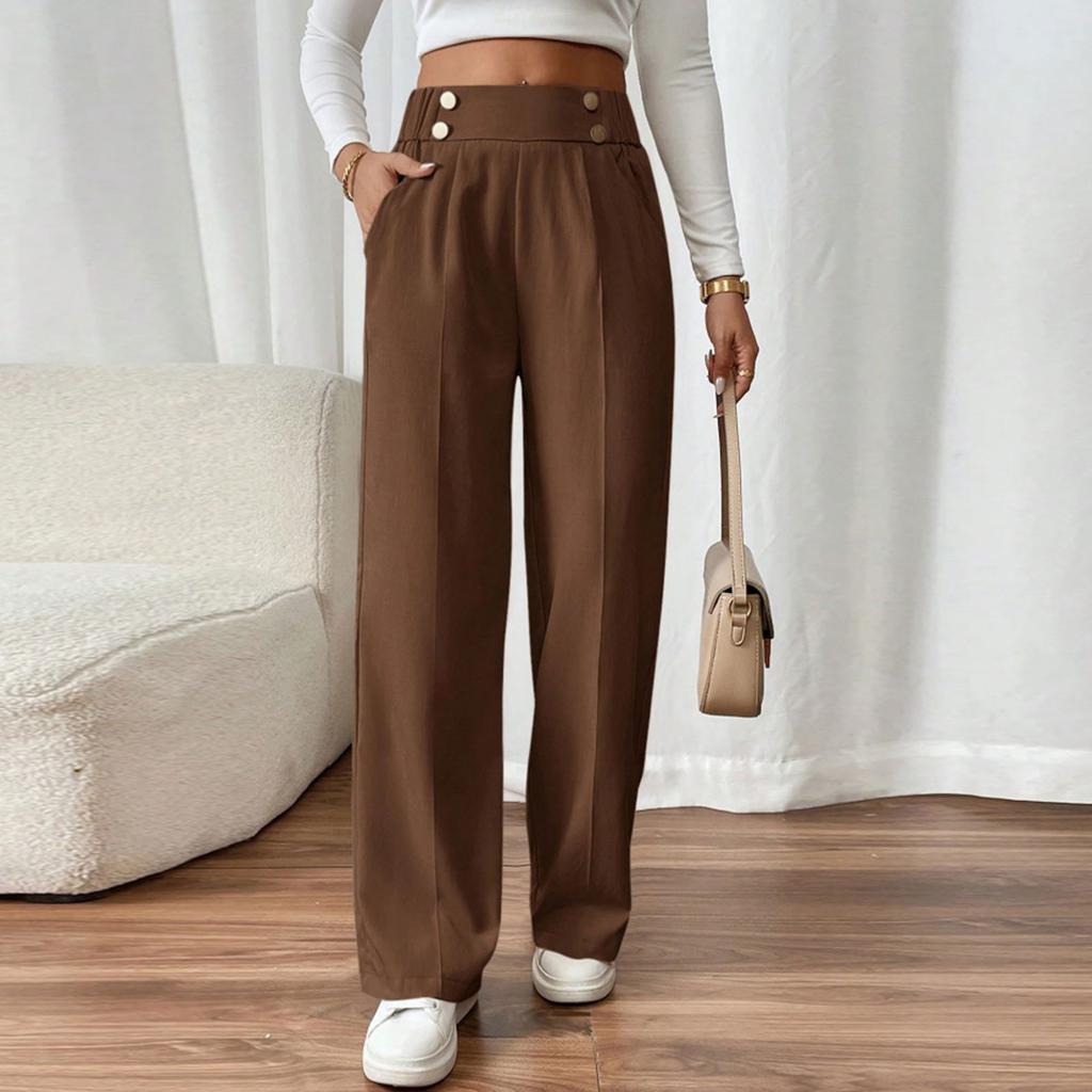 Women's High Waisted Color Flowy Floor-Length Casual Pants for Everyday Wear