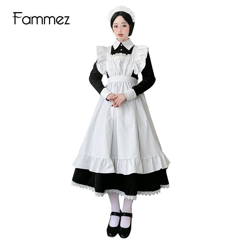 Japanisch inspiriertes Schwarz-Weißes Schuluniform-Maid-Kleid