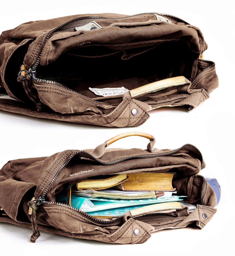 Gootium Canvas Backpack Vintage Style Outdoor Travel Bag Casual Daypack Fabric Zipper Rucksack Amber Women's Men's