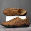 Sapatos masculinos de couro dividido com costura à mão, mocassins casuais de couro, mocassins masculinos, sapatos baixos
