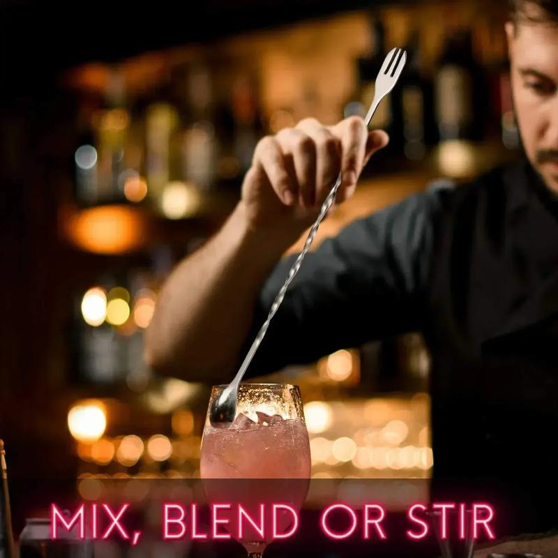 Sada nářadí pro domácí bar na koktejly z nerezové oceli a míchací lžíce – vytvářejte vynikající mojito a další ovocné nápoje