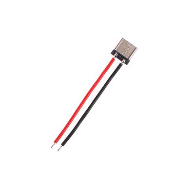 10 יחידות מיקרו USB Type-C 2 פינים אופקי 2 פינים מולחם פשוט תקע זכר לחיבור ללוח טעינה מהירה