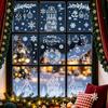 Christmas Party Window Ornaments 9Pcs Clings, Static Glass Stickers, Reusable White Line Hand-Painted Decals Clings for Holiday Home Decorations,