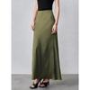 Fashion Style Pure Color Satin Skirt Elastic Waist Hand Grip Pattern Long Skirt Pattern Satin Skirt