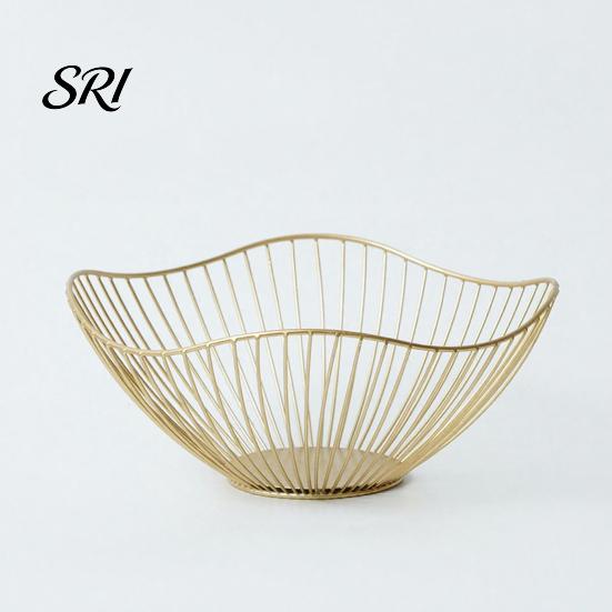 Heavy-duty Fruit Holder Metal Wire Basket Decorative Stand for Kitchen Countertop Home Storage Organizer Decor Single Tier Iron Serving Bowl